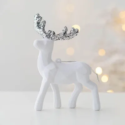 3 Samt-Rentiere mit Glitzergeweih, Weihnachtsdeko, 3er-Set
