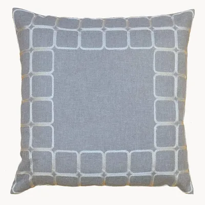 Produktbild von Kissenhülle 40 x 40 cm mit Kurbelstickerei Quadrate 40 x 40 cm Kissenhülle - hellgrau