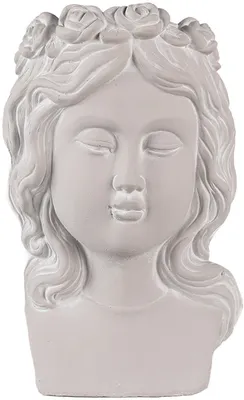 Produktbild von Blumentopf Kopf mit Blumenkranz Stein 20x17x30 cm Grau Clayre & Eef 6TE0486