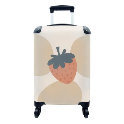 Produktbild von MuchoWow® Koffer Handgepäck Trolley Rollkoffer Kleine Reisekoffer mit 4 Rollen - Obst - Pastell - Erdbeere - Cabin Size < 55x40x23 cm & 55x40x20 cm - Fotokoffer - Kabinenkoffer - Boardgepäck - Reise-Box - Reisekoffer - Reisegepäck - Koffer mit Bild - Trolley für Kinder