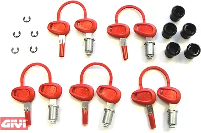 Image de Jeu de serrures GiVi à blocage identique 5 tours E21 / E260 / E350 / E360 / E41 / V46 / E460 / E50