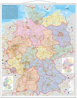 Produktbild von Stiefel Wandkarte Großformat Deutschland, Organisationskarte, mit Metallstäben