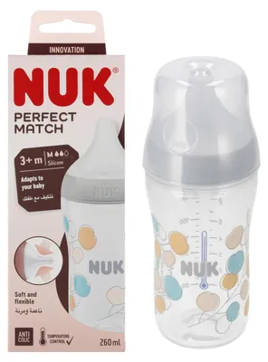 Produktbild von NUK Babyflasche PP 260 ml, Silikon-Sauger, Größe M, mit Baumwollbezug, Artikelnummer 10742026