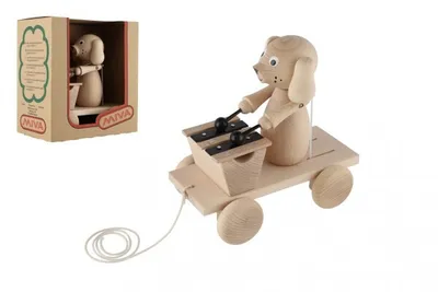 Image de Chien avec xylophone en bois naturel à tirer 19cm
