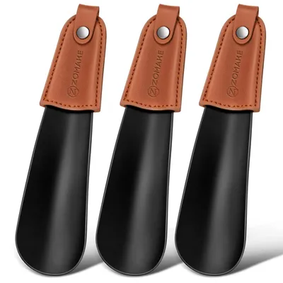 Immagine prodotto di Scarpa di metallo, piccola, 17 cm, set da 3, colore nero, con rivestimento in poliuretano, ideale per viaggi, design compatto