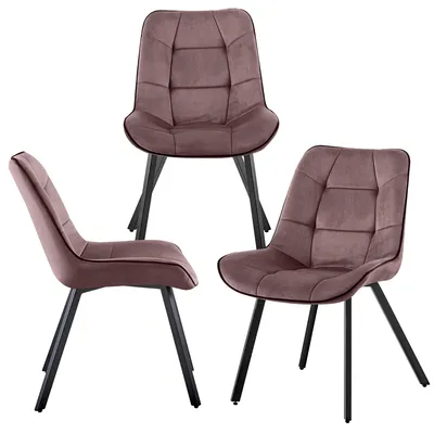 Produktbild von Samtstühle Stoffstühle Polsterstuhl Esszimmerstühle Küchenstühle aus Samt Metallbeine , Menge:3 St.;Farbe:Dustrosa