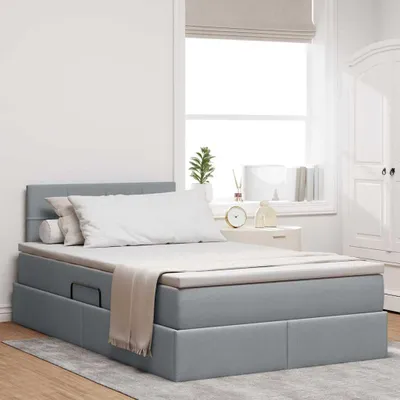Immagine prodotto di Maison Exclusive - Letto a incasso con illuminazione a LED e materasso grigio chiaro 120 x 200 cm in tessuto