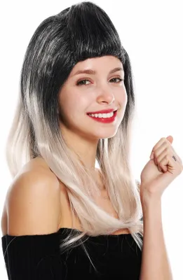 Produktbild von WIG ME UP Perücke lang Zopf zurückgekämmt Ombre Schwarz Rosa GFW3132-1TG216