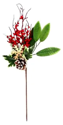 Produktbild von Künstliche Tannenzweige mit roten Beeren für die Weihnachtsdekoration, 12 Stück