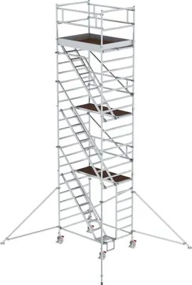 Produktbild von Günzburger Steigtechnik Rollgerüst 1,35 x 1,8 m mit Schrägaufstiegen & Ausleger Plattformhöhe 6,35 m - 167300