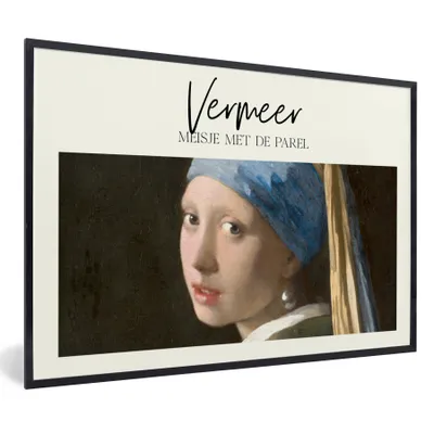 Produktbild von MuchoWow® Gerahmtes Poster Kunst - Das Mädchen mit dem Perlenohrring - Vermeer 90x60 cm - Poster mit Schwarzem Bilderrahmen Wandposter Rahmen Foto Bilder - Fotorahmen - Foto-Plakat