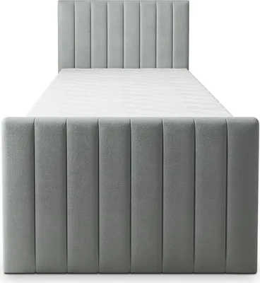 Produktbild von Masseno Boxspringbett ARION 100 100x200 cm Komplett-Set mit Bonell Matratze und Topper, Polsterbett mit Bettkästen -Hellgrau, PAROS 05