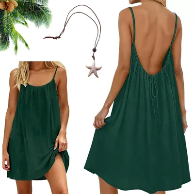 Productafbeelding van Zomerjurk voor dames - Achterloos en casual - Donkergroen