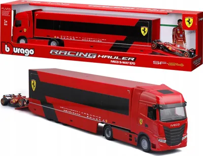 Produktbild von BBURAGO Ferrari Trailer Iveco S-Way, LKW-/Anhänger-Modell, Vormontiert, 1:43, Ferrari Trailer Iveco S-Way, Unisex, Metall, Kunststoff