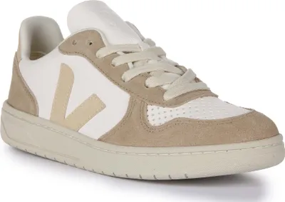 Produktbild von Veja V 10 Frauen Schnürung Chromefree Leder Turnschuhe Weiß Grau – undefined / Weiß grau