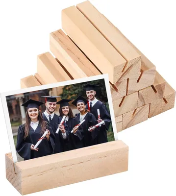 Produktbild von VD WEIDE ENTERPRISE - Kaarthalter aus Buchenholz - 12 Stück - Tischkartenhalter - Fotohalter - Holz-Menükartenhalter - Memo-Halter - Postkartenhalter für Restaurants und Feiern.