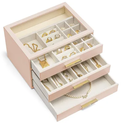Productafbeelding van Omgoods - 3-laags Sieradenbox met Glazen Deksel