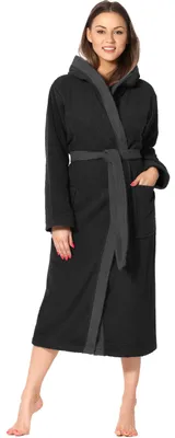 Image de Ladeheid peignoir de bain femme éponge 100% coton LA40-191 (noir-30/gris foncé-12, M)