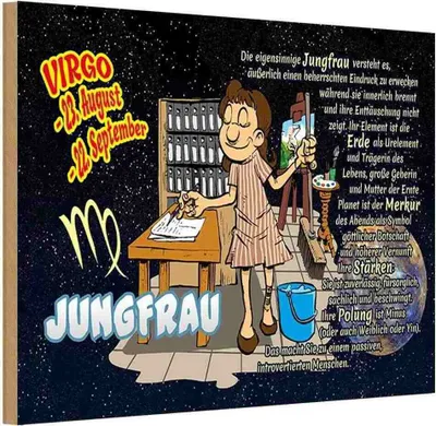 Produktbild von vianmo Holzschild 20x30 cm Sternzeichen Jungfrau Planet Merkur Dekoration