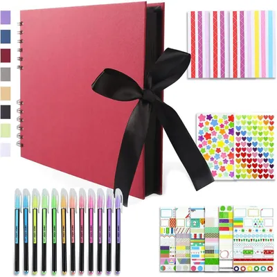 Obrázok produktu pre Fotoalbum na vlastnú tvorbu, 28,5 x 21 cm. DIY fotokniha, 80 strán, pre 160 fotografií. Červená farba
