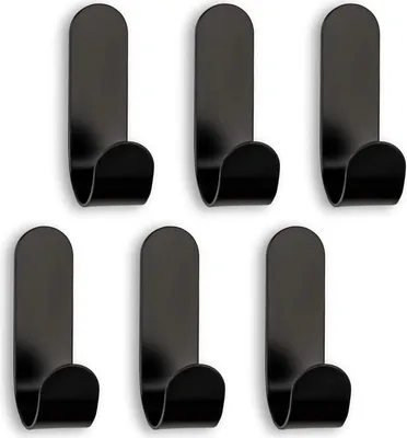 Produktbild von Handtuchhalter selbstklebend 6er Set - Edelstahl Klebehaken, Handtuchhaken für Badezimmer, Küche, Garderobe - Wandhaken 60x18x33mm Schwarz | Bad Küche Garderobe