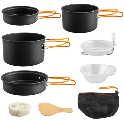 Productafbeelding van Campingkookgereiset, licht en opvouwbaar picknickservies voor outdoor, 11 stuks