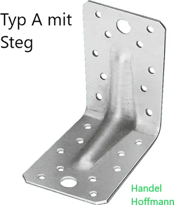 Produktbild von Winkelverbinder Holzverbinder Typ A mit Steg 90x90x65x2,5 10 Stück