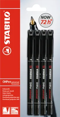 Produktbild von Folienstift - STABILO OHPen universal - permanent fein - 4er Pack - schwarz