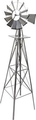 Zdjęcie produktu dla Wiatrak ogrodowy ozdobny 245 cm srebrny w stylu amerykańskim.