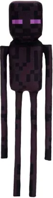 A plush toy of an Enderman from Minecraft, standing upright against a white background.
