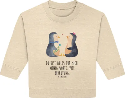 Produktbild von Mr. & Mrs. Panda Organic Baby Pullover Pinguin Pärchen 24. - 36. Monat - Natural Raw - Geschenk, Hochzeit, Hochzeitstag, Bullover, Liebe, Pinguine