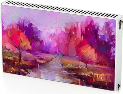 Produktbild von Herbstfluss – Magnetische Heizkörperabdeckung – 100x60 cm – Magnet Heizkörperabdeckung – 3D Würfel – Heizkörperverkleidung – Magnetische Wandverkleidung – Wetterfest