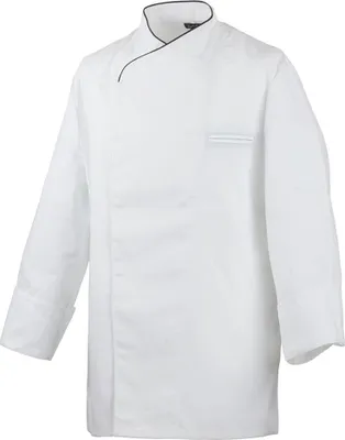 Produktbild von Kochjacke langarm, mit Druckknöpfen, Fb. weiss, Paspel schwarz, Gr. 4XL : 4XL : schwarz : 100% Baumwolle 230 g/m² (15)