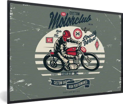Produktbild von MuchoWow® MuchoWow® Gerahmtes Poster Motorrad - Retro - Zitat 30x20 cm - Poster mit zchwarzem Bilderrahmen - Kunstdruck - Bild-Poster