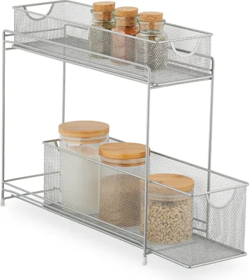 Image de Relaxdays Armoire de cuisine Organizer Étagère inférieure extensible 2 tiroirs