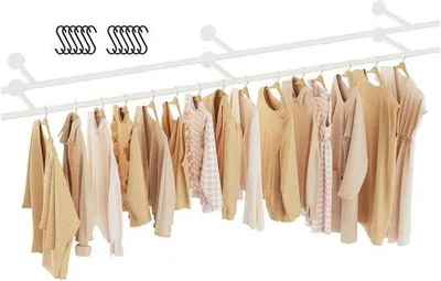 Productafbeelding van Famanu kledingrek voor wandmontage met plafondbevestiging - Set van 2, wit