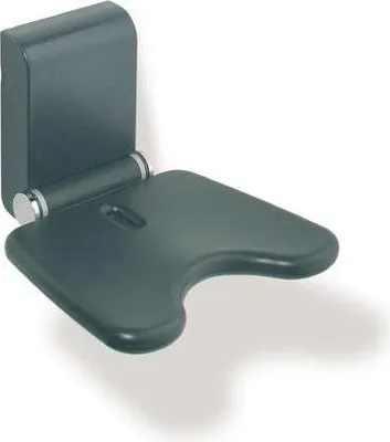 Produktbild von HEWI Klappsitz Basic der Serie 802 LifeSystem, Sitzfläche aus PUR 97 (Lichtgrau), Sitzfläche 444 mm breit, 380 mm tief, Gelenk aus pulverbeschichtetem mattem Aluminium mit verchromten Designelementen
