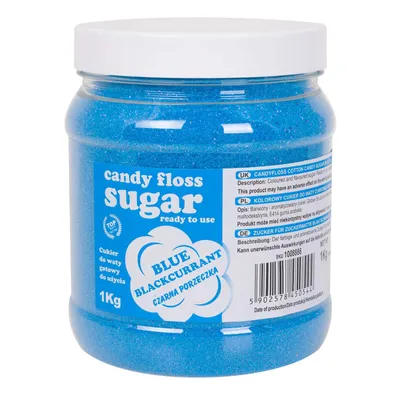 Produktbild von Farbiger Zucker für Zuckerwatte, blau, Geschmack: Schwarze Johannisbeere, 1kg