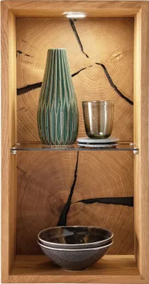 Produktbild von Wandregal >KM-0660< in braun aus Wildeiche massiv geölt - 34x63x20cm (BxHxT)