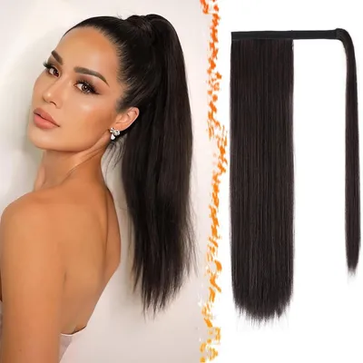 Obrázok produktu pre Hladký príčesok vo forme koníka, 46 cm, tmavohnedý, zmiešaná syntetická vlákna, s klipom na pripevnenie