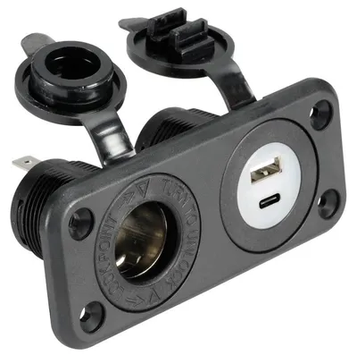 Obrázok produktu pre Osculati Lighter socket + USB-A + USB-C black Konektor
