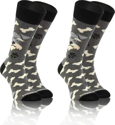 Produktbild von sesto senso Lustige Bunte Verschiedene Socken Baumwolle 2 Pack Uni 43-47 Hund