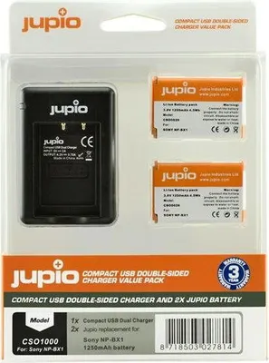 Produktbild von Jupio 2x NP-BX1 - 1250 mAh Ladegerät für Sony