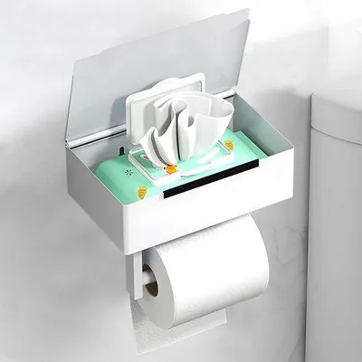 Produktbild von Toilettenrolhalter aus Edelstahl, Reißfest- oder Selbstkleberollhalter, ideal für Küche und Bad (weiß, Stil A)