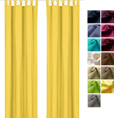 Produktbild von heimtexland ® Dekoschal Baumwolle Uni Gardine Kräuselband Schlaufen Vorhang Blickdicht Natur Typ625 Schlaufenschal HxB 160x125 cm Gelb