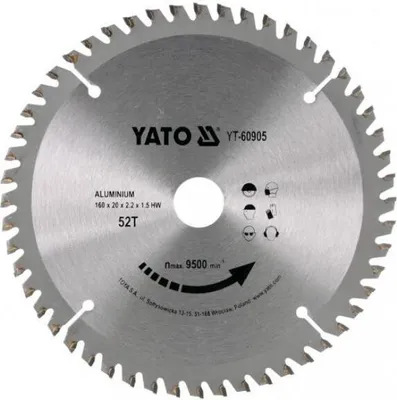 Produktbild von Yato YT-60907, Aluminium, 18 cm, 2 cm, Hartmetall-bestücktes Wolfram (TCT), 9000 RPM, 1 Stück(e)