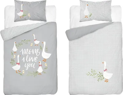 Image de Detexpol Linge de lit en coton 90x120 4787 A Goose grey Mayamoo 70