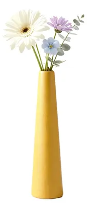 Keramik-Knopfvase, Kegelform, 21,7 cm, gelb, matt