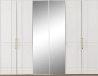 Image de Armoires Penderies Blanc Bois Miroir 6 portes Nouveau