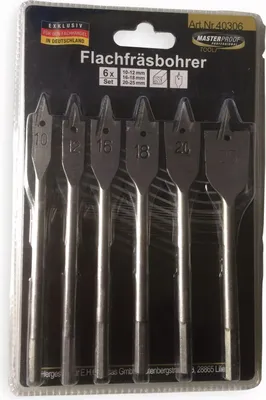 Image de MASTERPROOF Jeu de mèches à fraiser plates 10...25 mm, 6 pièces